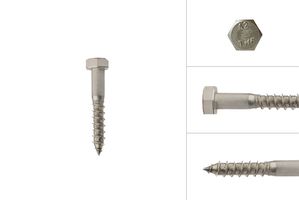 Rostfria Franska Träskruvar M6 x 35  mm - 10 styck