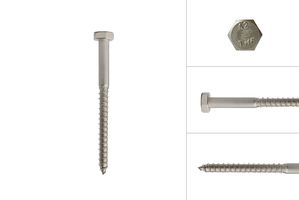 Rostfria Franska Träskruvar M6 x 70  mm - 10 styck