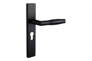 Lavuzo deurkruk Ascoli Zwart met rechthoekig schild PC55 - Per set