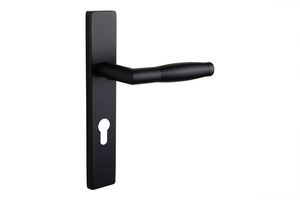Lavuzo deurkruk Ascoli Zwart met rechthoekig schild PC72 - Per set
