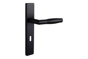 Lavuzo deurkruk Ascoli Zwart met rechthoekig schild SL72 - Per set
