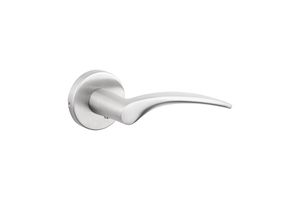 Lavuzo Door Handle Lodini Stainless Steel on Round Rosette - Per set