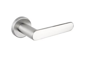 Lavuzo Door Handle Novara Stainless Steel on Round Rosette - Per set