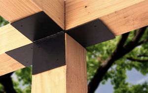 Black Coated Open Pergola Corner Extension Bracket for 20 x 20 cm Posts - Per Piece