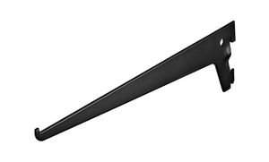Single Shelf F-Bracket in Black of 200 mm for Wall Rail Systems  - Per Piece