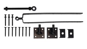 14" 350mm Fitting Kit Wooden Garden Gate Ironmongery Set Black 3 Tee Hinge 