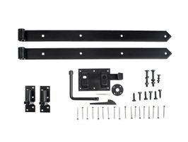 Gate Fittings for Garden Fence with Black Hinges Straight with Tip
