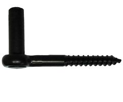 Square hook with wood screw thread Black 16 mm - 95 mm long