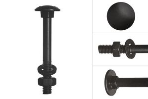 Carriage bolts Galvanized Black M6 x 50 mm - 10 pieces