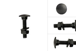 Carriage bolts Galvanized Black M6 x 30 mm - 10 pieces