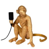 Tafellamp Aap - Gouden Aaplamp - Monkey Lamp Zittend