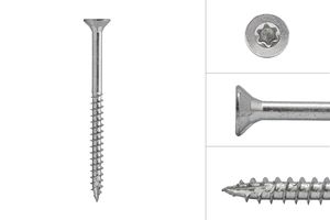 Vis d'extérieur galvanisée 4.5 x 40 mm Torx 20 avec pointe anti-fendage - Boîte 200 Pièces