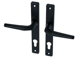 Poignée de porte sur plaque noire PC85 - Modèle droit