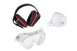 Equipo de seguridad - Gafas, mascarilla y cascos - Por set