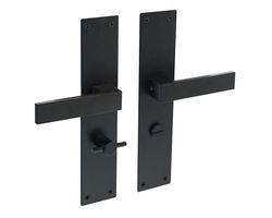 Garniture de porte WC  noire PC63 modèle moderne plat - Par set