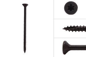 Schwarze Schrauben verzinkt 5 x 80 mm Torx 20 mit Schneidkerbe - 50 Stück