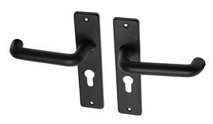 Zwarte deurklinken met schild PC55 aluminium coupemodel - Per Set