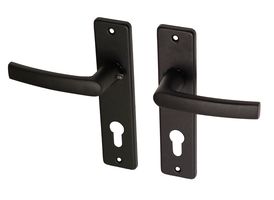 Zwarte deurklinken met schild PC72 aluminium blokmodel - Per Set