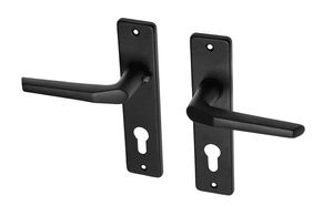 Zwarte deurklinken met schild PC72 aluminium duimmodel - Per Set