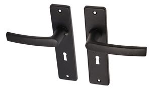 Zwarte deurklinken met schild SL56 aluminium blokmodel - Per Set