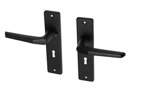 Zwarte deurklinken met schild SL56 aluminium duimmodel - Per Set