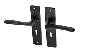 Zwarte deurklinken met schild SL56 aluminium vlindermodel - Per Set