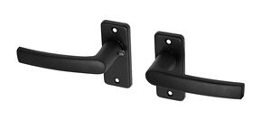 Poignée de porte noire sur rosace rectangulaire - Par set