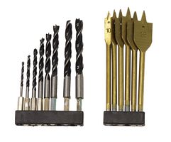 Drill set for wood with spade drills set and wood twist drills - 14 pcs