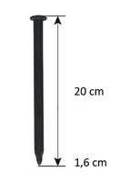 Kunststoff Erddübel für Rasenkante Schwarz 20 x Ø 1.6 cm - pro Stück