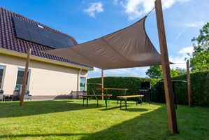 Sonnensegel Wasserdicht Viereck 4x4 m - 160 g/m² - Grau - Pro Stück