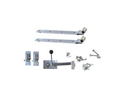 Gate Fittings for Garden Fence with Cranked Hinges Blue Galvanized