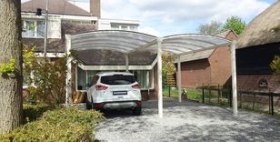 Aluminium dubbele carport met rond dak Gardendreams wit