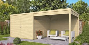 blokhut tuinhuis telma - Moderne tuinschuur met overkapping in designprofiel 28mm