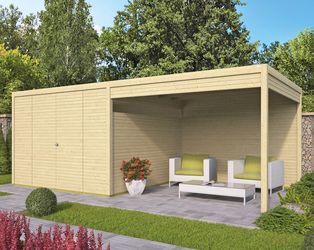blokhut tuinhuis telma - Moderne tuinschuur met overkapping in designprofiel 28mm