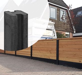 Sleufpaal Beton Antraciet Zaan 10 x 10 x 275 cm Voor Gladde of Smalle Motiefplaat