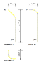 Maatwerk-invoerbocht-gas-geel-63-8-mtr-45-graden-opzij-90-graden-omhoog-1-2-meter-hoog