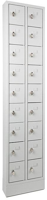 Lockerkast PEL 18-deurs 188 x 42 x 15cm Grijs