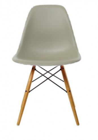 Vitra Eames DSW Plastic Side Chair Moosgrau Geelactig Esdoorn Onderstel