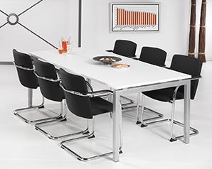Bureau - vergadertafel aluminium onderstel en wit kleurig blad 200x100cm