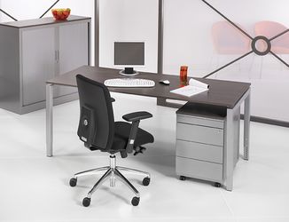 Bureau - vergdertafel aluminium onderstel en antraciet eiken kleurig blad 160x80cm