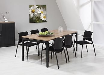Bureau - vergadertafel zwart onderstel en havanna kleurig blad 200x100cm