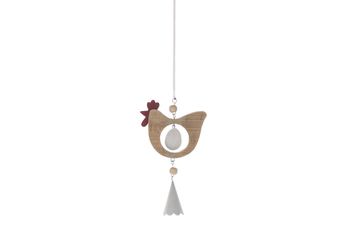 Hanging hen with spring 8x14cm 3pc Natural