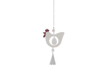 Hanging hen with spring 8x14cm 3pc White