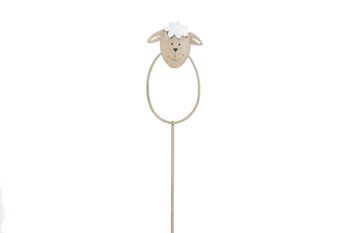 Metal sheep on stick 4.4x29.5cm 3pc Grey