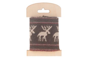 Baumwollband mit Hirschdruck 106x8cm braun
