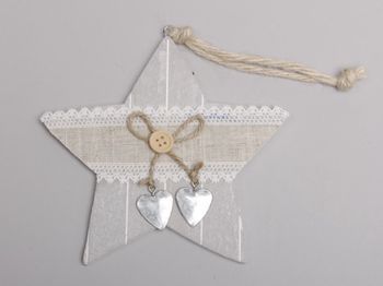 pb. 1 wooden star/hanging grey 15x15cm