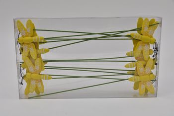 12 Libellen/Stick 7cm gelb
