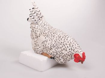 Hühner Poly Metall Schwanz Sitzt Auf Rand 28x14x24 cm