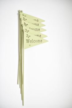 Pak a 6 wooden welcome flags green 15x40cm