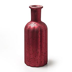  Fles glas 'norinne' L rood frost h19 d7,5cm